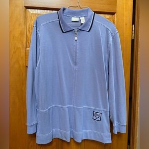 Tunic w/ quarter zip collar.  Pockets too! Lovely lavender & sporty